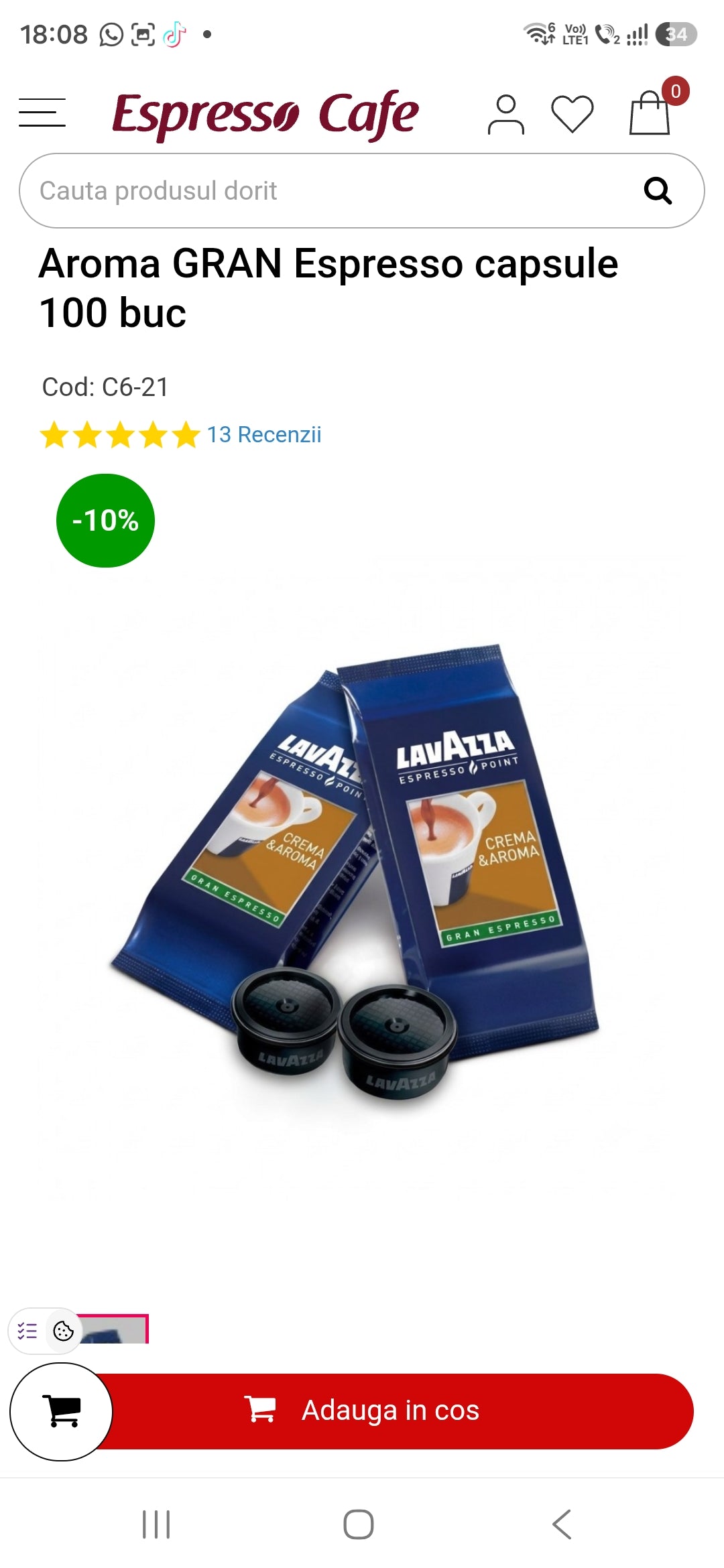 Capsule Lavazza EP Crema e Aroma Gran Espresso - 100 buc